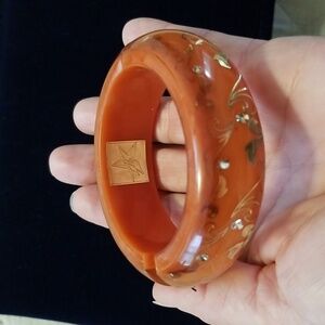 NWT H2Z Resin Hinged Bangle Bracelet with Crystals
